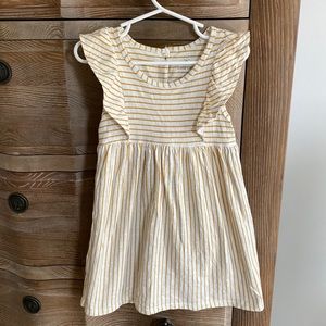 Mustard Stripe Ruffle Sleeve Dress
